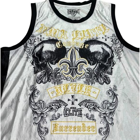 MMA Elite Never Surrender Skull Y2K Tank Top Jersey - Picture 2 of 2